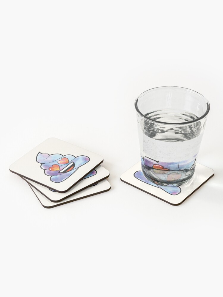Alternate view of Blue watercolor poop emoji Coasters (Set of 4)