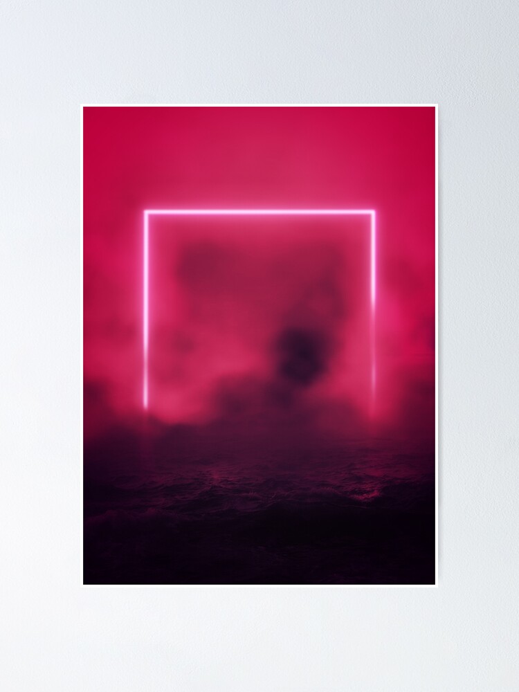 Square Pink Neon Light - Deep Ocean Aesthetic Background