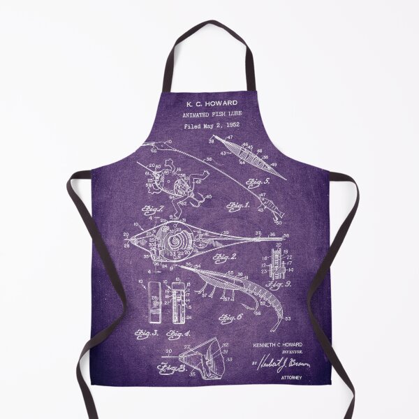 Item preview, Animated fish lure 1955 patent purple chalkboard designed and sold by InkedArtPrints.