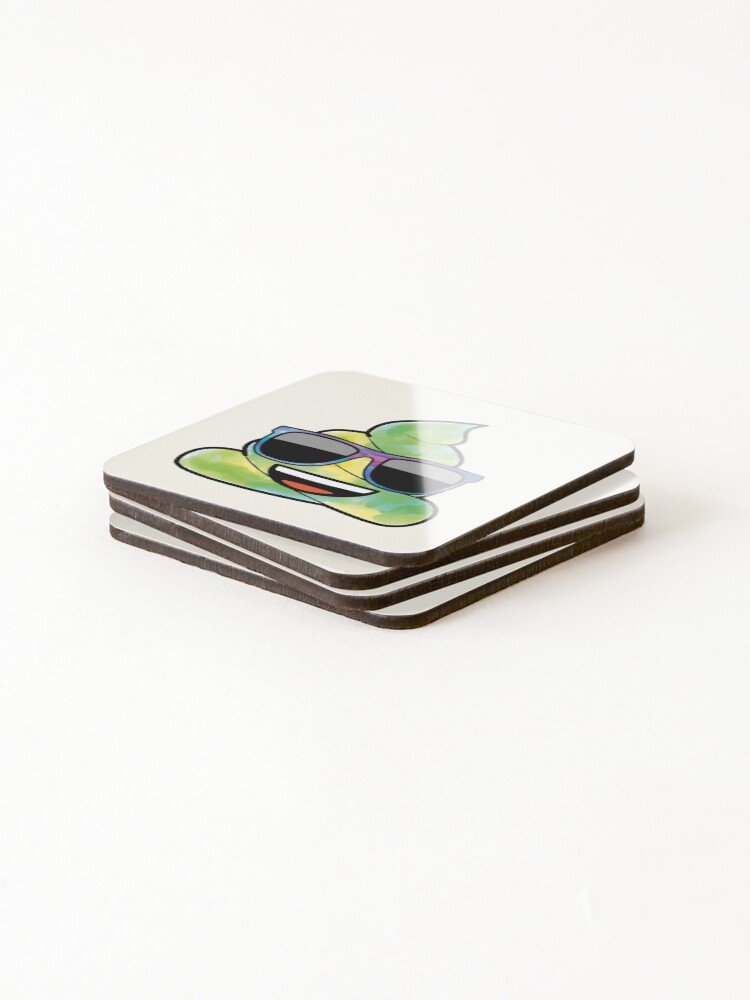 Alternate view of Green watercolor poop emoji Coasters (Set of 4)
