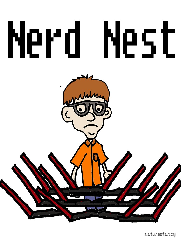 Funny Nerd Nest Bird Nest Pun Cartoon 