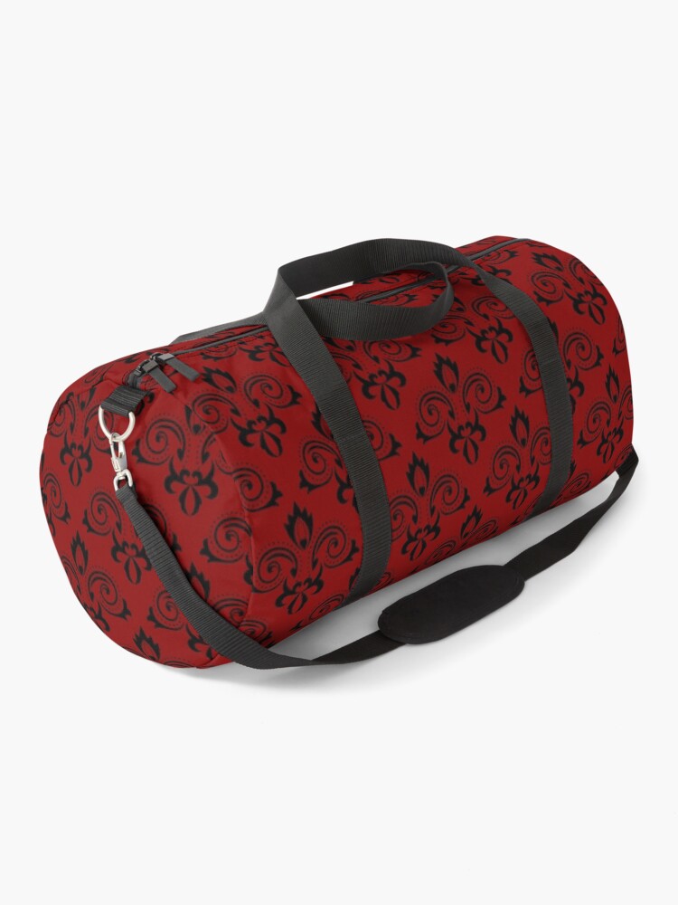Thumbnail 1 of 3, Duffle Bag, Gothic French Black Burgundy Fleur De Lis designed and sold by IamTrending.