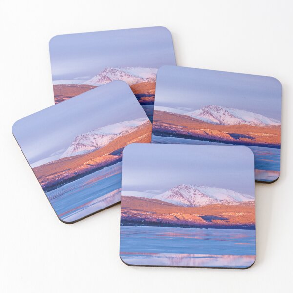 Item preview, Snowy Mt Laurier frozen Lake Laberge Yukon Canada designed and sold by ImagoBorealis.
