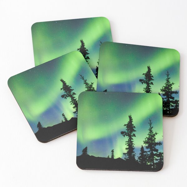 Item preview, Northern Lights Aurora borealis over Yukon taiga spruce designed and sold by ImagoBorealis.