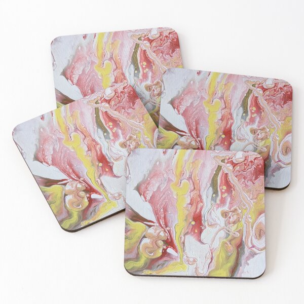 Item preview, Yellow, Red, and White Swirl Marble Abstract Acrylic Art  designed and sold by snowpinecone.