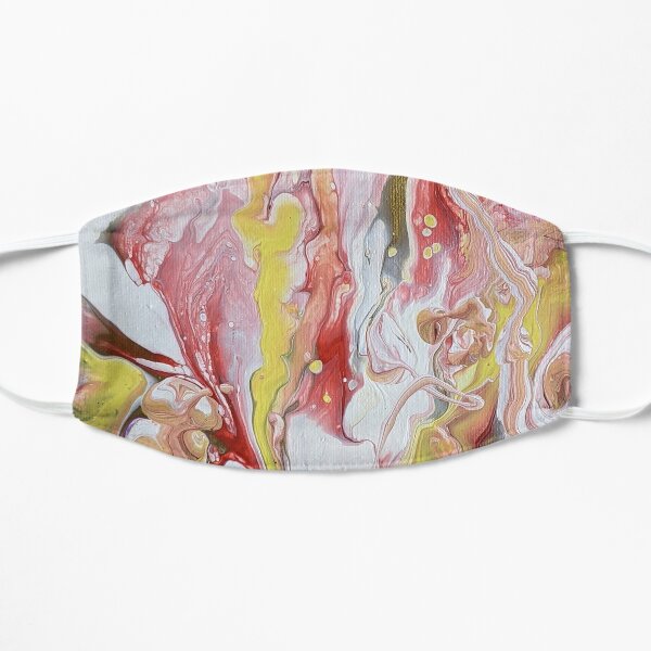 Yellow, Red, and White Swirl Marble Abstract Acrylic Art  Flat Mask