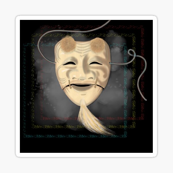 Okina Mask Noh Theatre Sticker For Sale By Sampdorius Redbubble   St,small,507x507 Pad,600x600,f8f8f8 