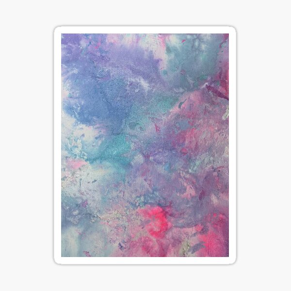 Pastel Purple, Pink, and Turquoise Clouds Abstract Acrylic Art Sticker
