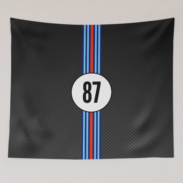Item preview, Martini Racing Number 87 Carbon Poster – Iconic Stripe Art designed and sold by Road To Track.
