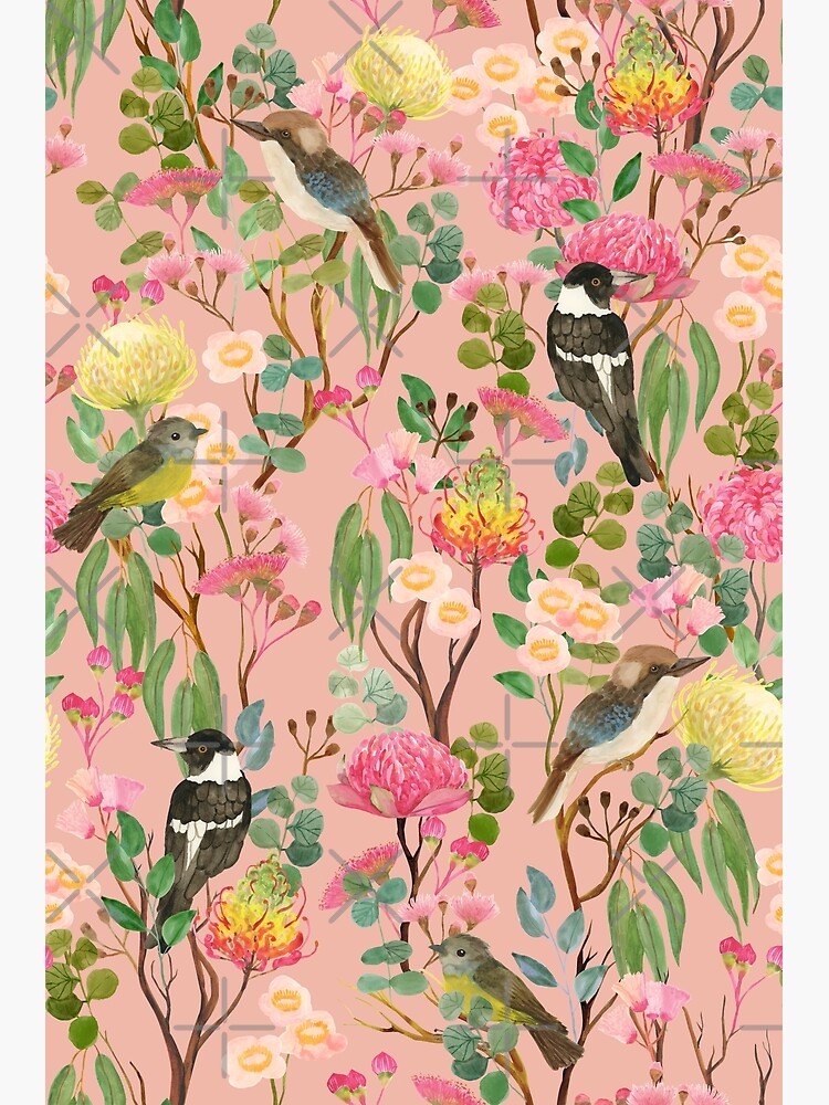 Thumbnail 2 of 2, Greeting Card, Australian Birds and Blooms Native Flora Chinoiserie designed and sold by ceciliamok.