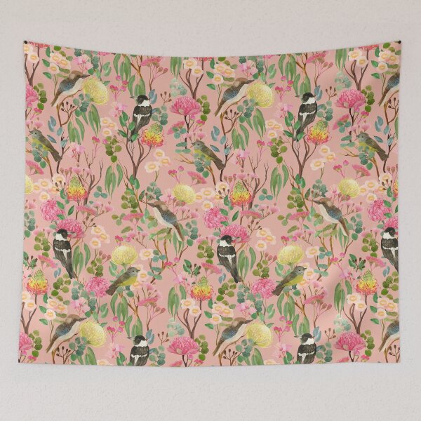 Item preview, Australian Birds and Blooms Native Flora Chinoiserie designed and sold by Cecilia Mok.