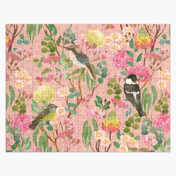 Australian Birds and Blooms Native Flora Chinoiserie Jigsaw Puzzle