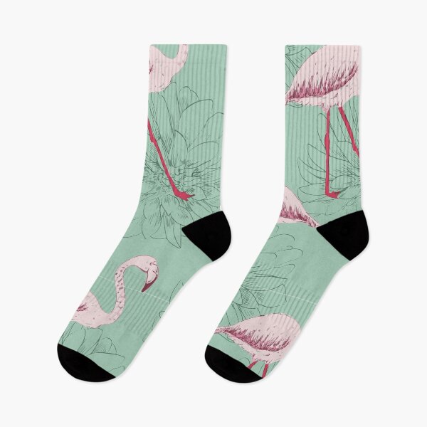 Item preview, Tropical flowers and flamingos decorative pattern  designed and sold by Graphix-Space.