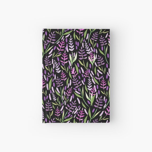 Item preview, purple and pink lavender pattern on watercolor black background designed and sold by Araviles.