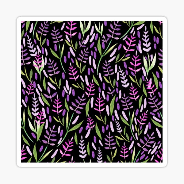 Item preview, purple and pink lavender pattern on watercolor black background designed and sold by Araviles.