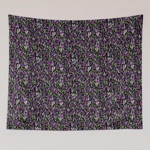 Item preview, purple and pink lavender pattern on watercolor black background designed and sold by Manifestor92.