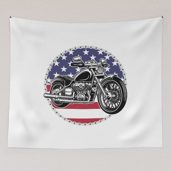 Item preview, Motorcycle Chain Round American Flag designed and sold by LolasTees.