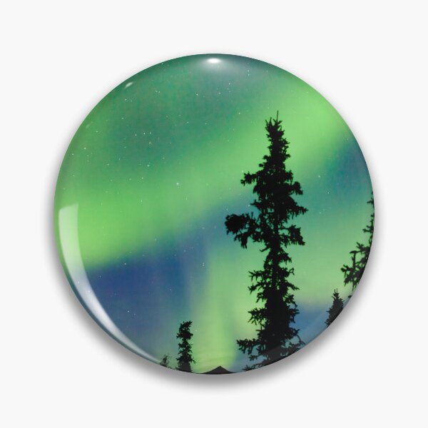 Item preview, Northern Lights Aurora borealis over Yukon taiga spruce designed and sold by ImagoBorealis.