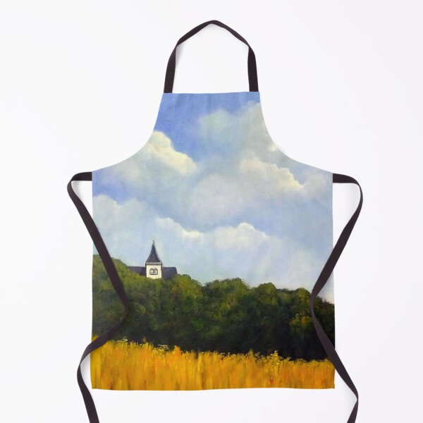 Item preview, Church Steeple Wheat Fields Summer Sky Landscape Painting designed and sold by JoyfulWhimsy.