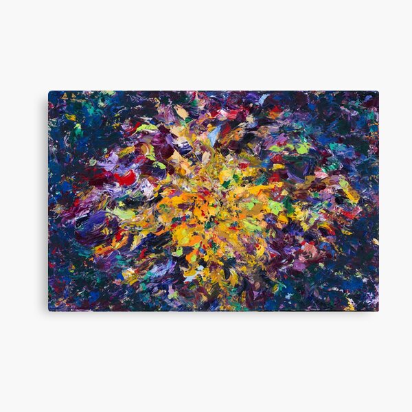 Burst, Expressive Abstract Landscape, Purple & Yellow Painting by Courtney Hatcher Canvas Print