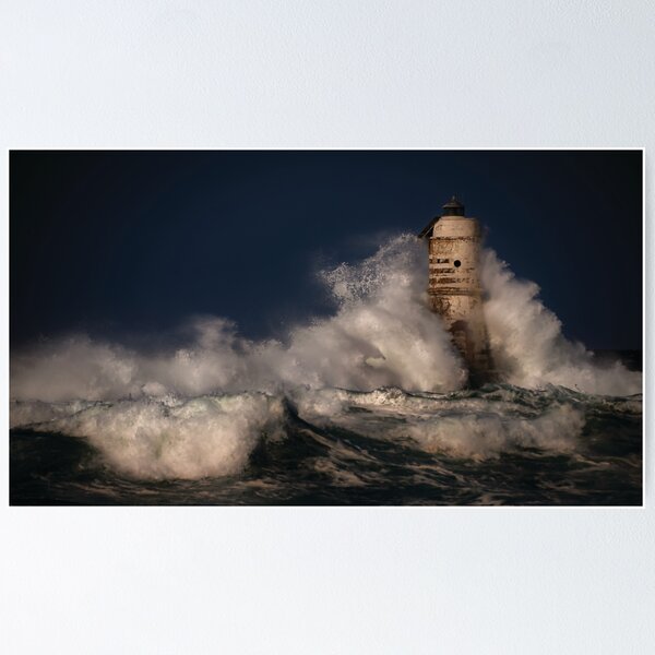 Lighthouse in the storm Poster