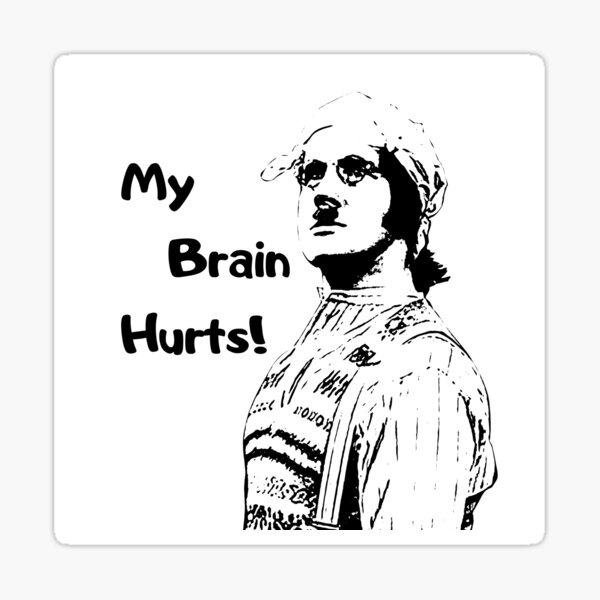 my-brain-hurts-black-sticker-for-sale-by-rockergandalf-redbubble