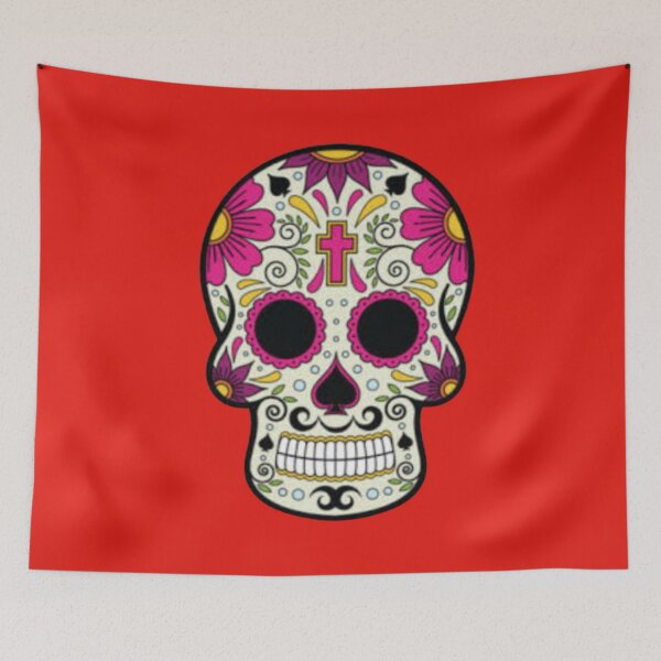 Item preview, festive day of the dead skull designed and sold by nikadesign2021.