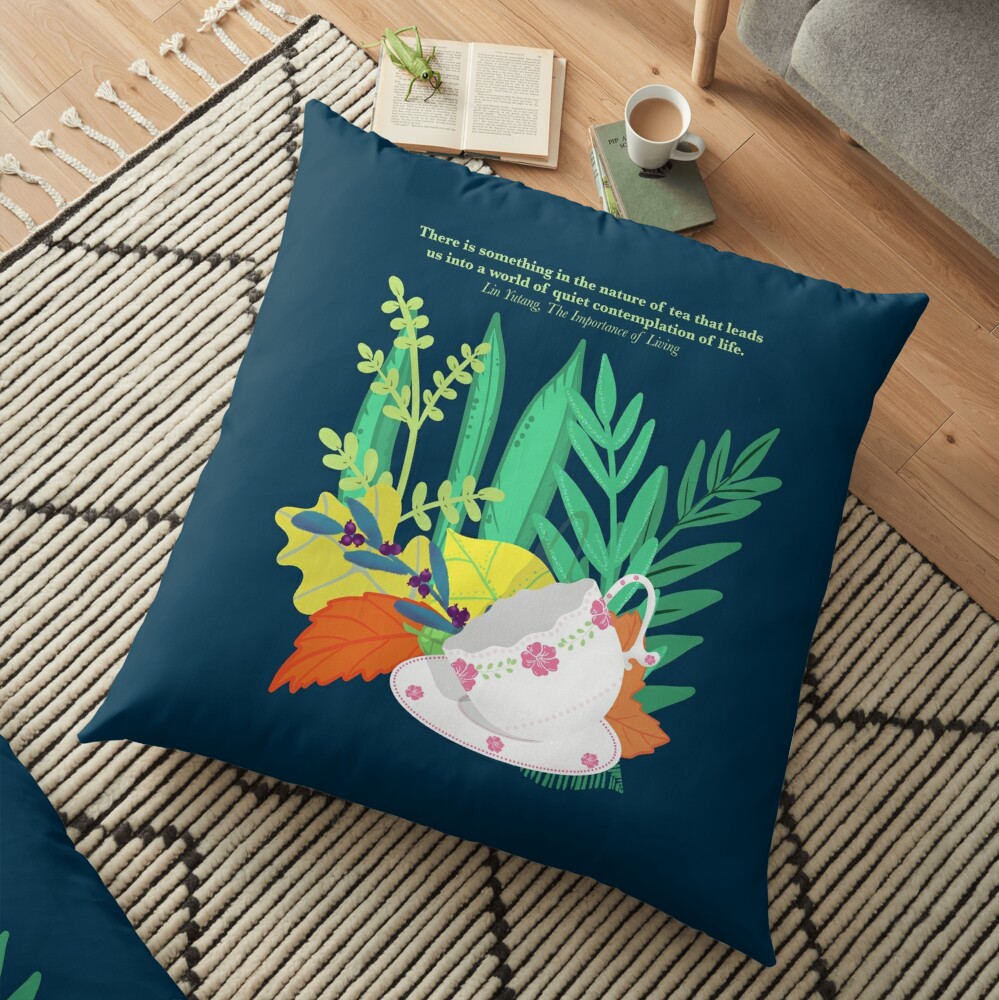 Tea Nature Contemplation for Clothing Floor Pillow