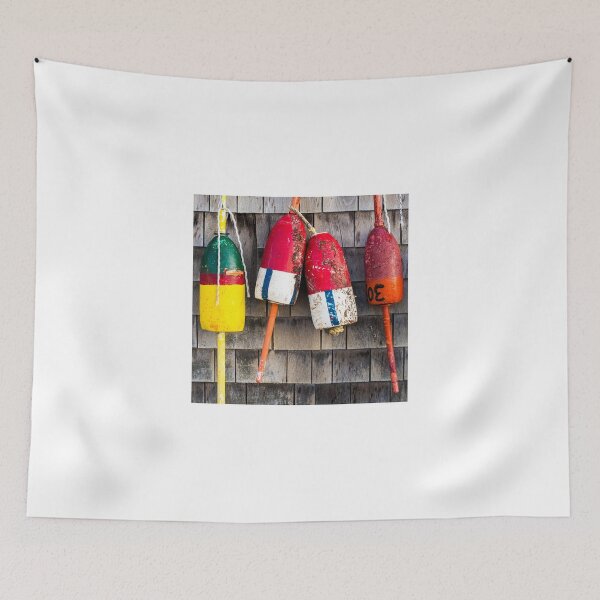 Item preview, Lobster Buoys on Shingle Wall - Cape Neddick -  Maine designed and sold by StevenRalserPhoto.
