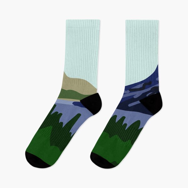 Item preview, Minimalistic nature landscape with lake, forest and mountains designed and sold by DarrriaDesign.