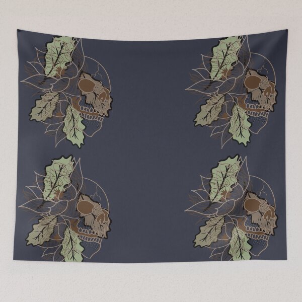 Item preview, Skull chrysanthemums, water lilies and fallen leaves designed and sold by BV-creas.