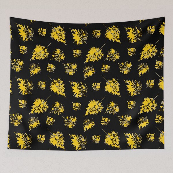 Item preview, Original black-and-yellow leaf pattern made from real birch autumn leaf prints designed and sold by NastasiaRainbow.