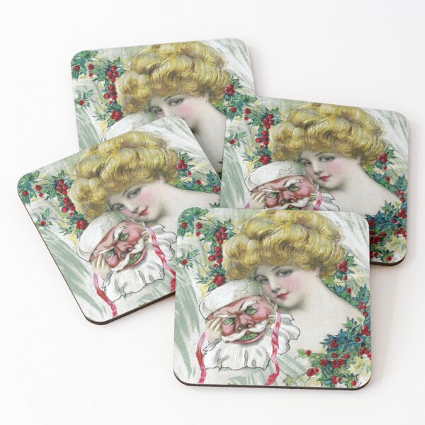 Item preview, Woman with Santa Claus Mask Vintage Christmas designed and sold by fenneltea.