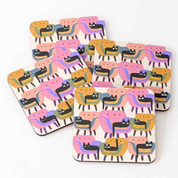 Item preview, Loafing Cats - Black Cat Mounds On Vintage Chairs designed and sold by WildacreStudios.