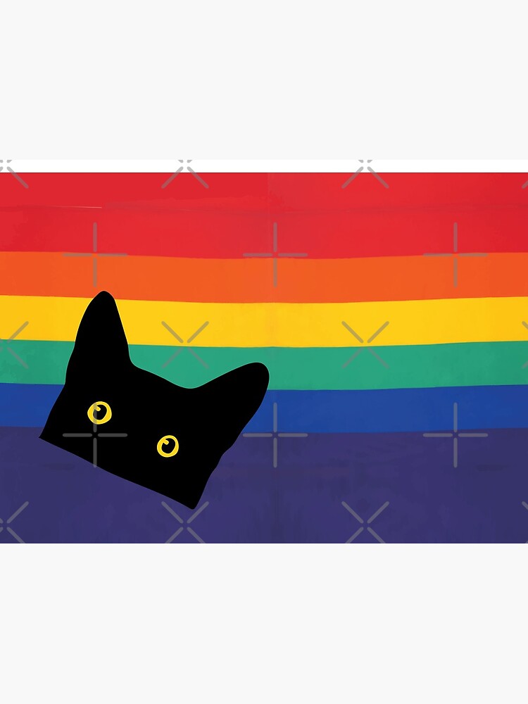 Peeking Cat in Rainbow Circle by beardsandcats