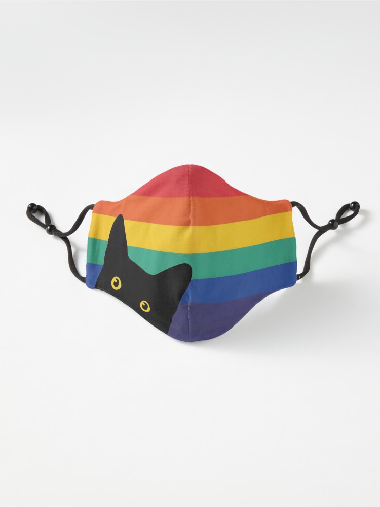 Alternate view of Peeking Cat in Rainbow Circle Mask