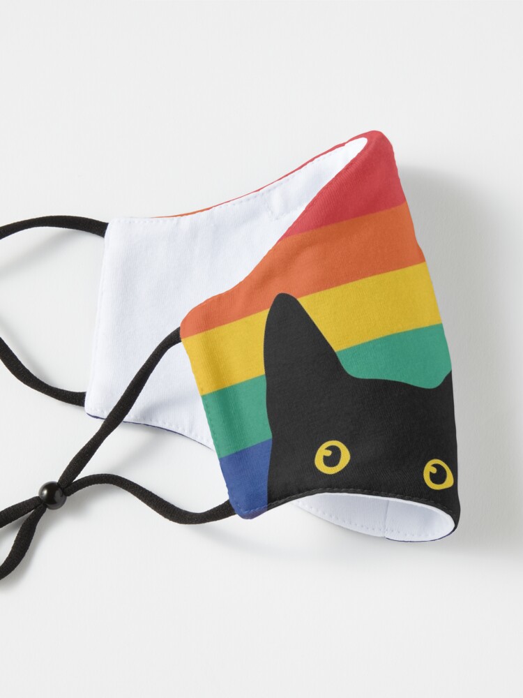 Alternate view of Peeking Cat in Rainbow Circle Mask