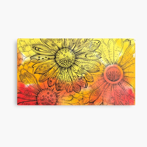 Sunset Daisies Metal Print