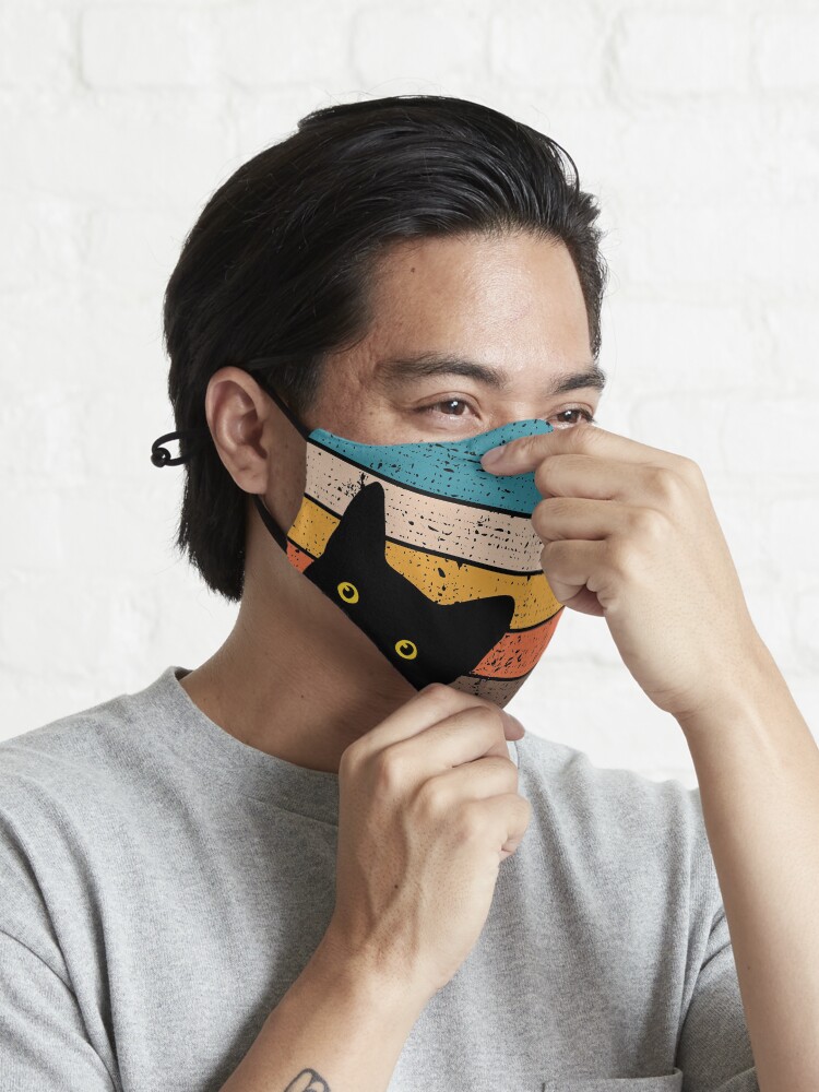 Alternate view of Peeking Cat in Retro Circle Mask