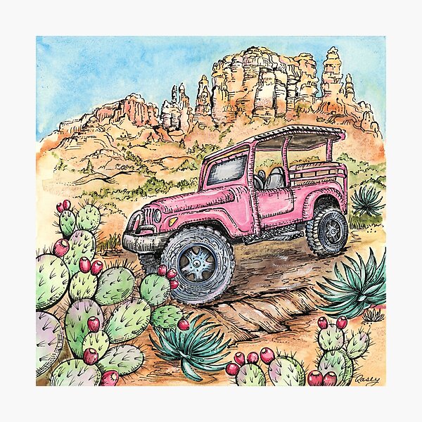 Pink Jeep Photographic Print