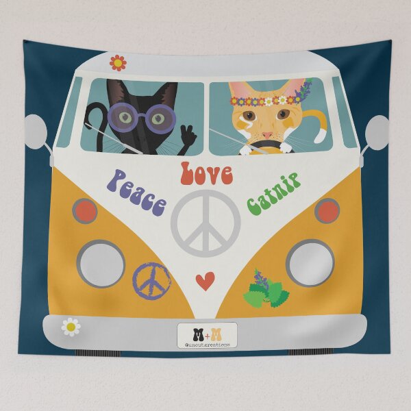 Item preview, hippie cats designed and sold by uncutcreations.