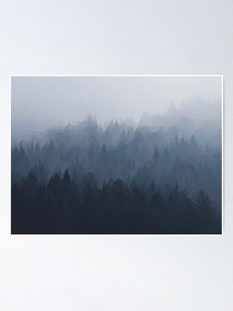 Misty Forest Fog Nature Landscape Painting Poster By Artbygordo Redbubble