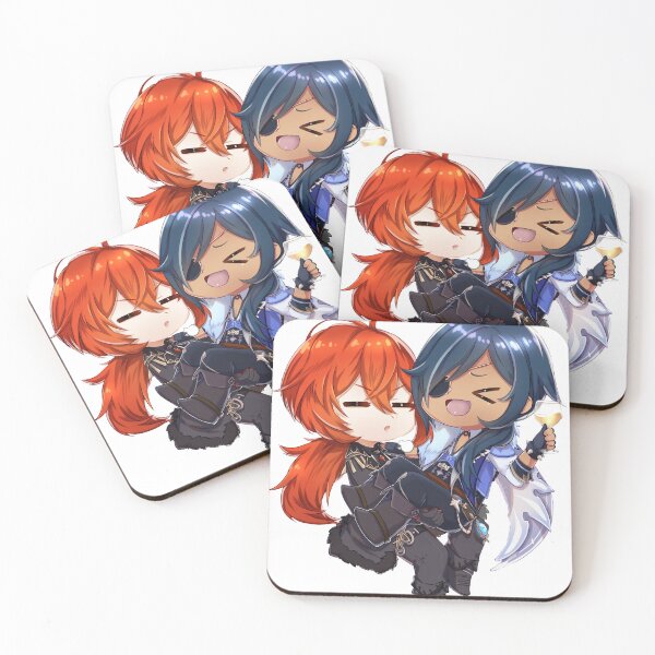 Item preview, Diluc and Kaeya Chibi Genshin Impact designed and sold by Beastlykitty.