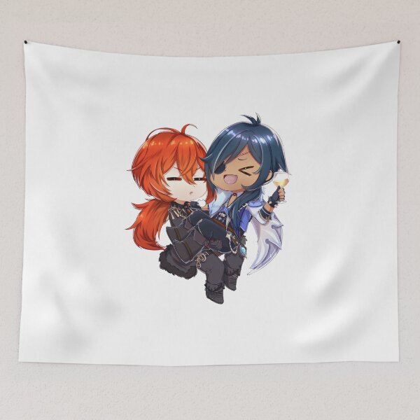 Item preview, Diluc and Kaeya Chibi Genshin Impact designed and sold by Beastlykitty.