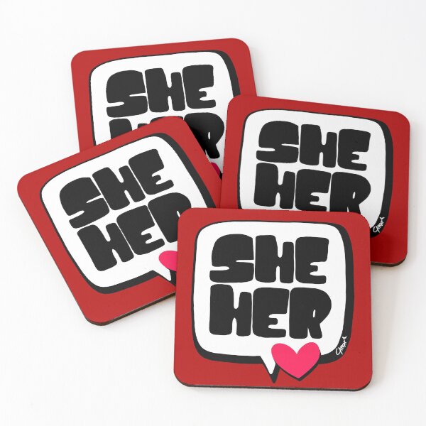 Item preview, She/Her Preferred Pronoun Reminder Trans Allies (with border) designed and sold by SoCamCat.