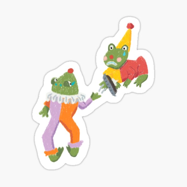 Pie Throwing Clown Frogs Sticker