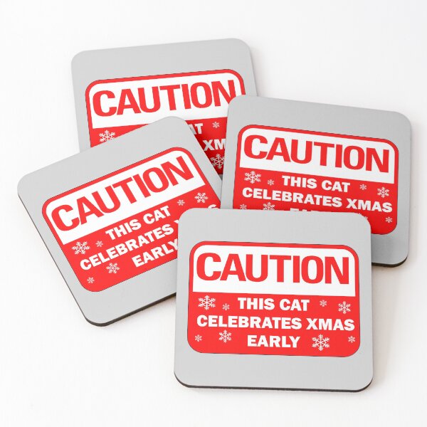 Item preview, Funny Christmas decor: Caution this cat celebrates Christmas early! designed and sold by Deegital18.