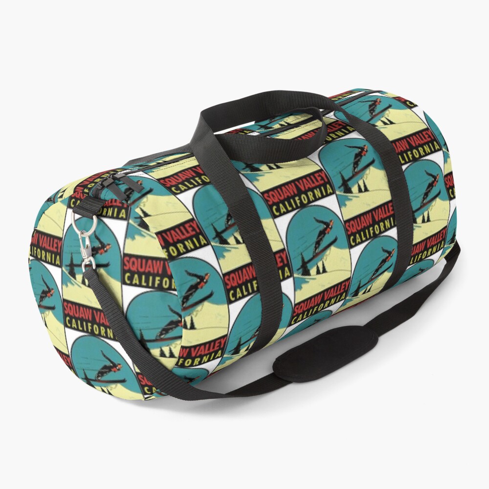 Squaw Valley Skiing California Vintage Travel Decal Duffle Bag