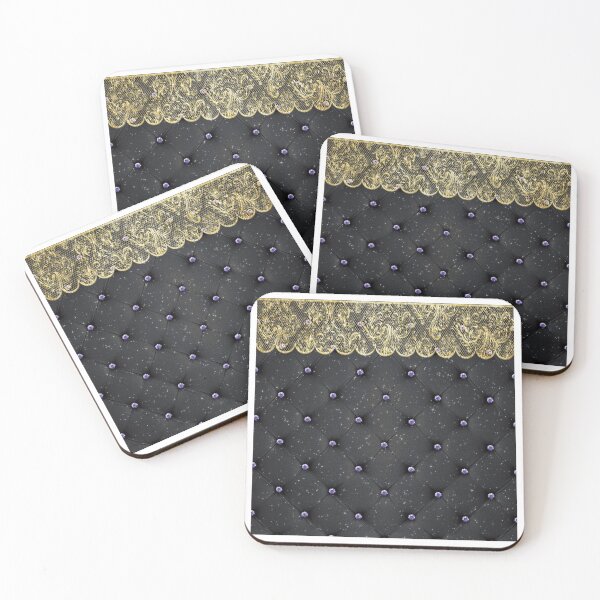 Item preview, Tufted Texture Black Gemstones Gold Lace designed and sold by Jolly-Yosei.