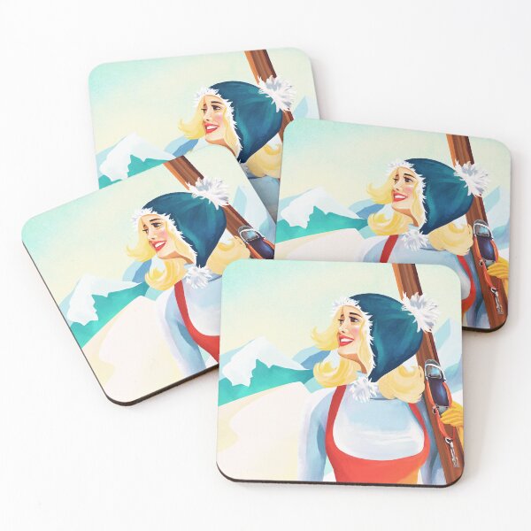 Item preview, "Apres Ski Colorado" Cool Retro Pinup Girl Skiing Art designed and sold by The Whiskey Ginger Design Shop.